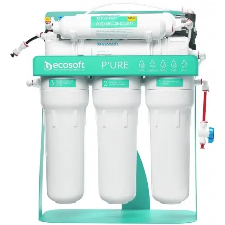 Фільтр зворотного осмосу Ecosoft P’URE AQUACALCIUM Mint з помпою на станині, мембрана 75gpd DuPont, картридж AquaCalcium збагачує мінералами, дренаж 1:1  у Дніпрі