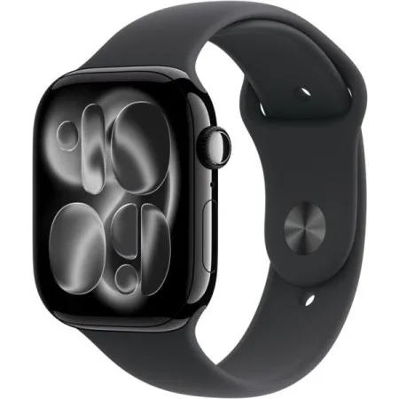 Apple Watch Series 11 46mm Jet Black Aluminum Case with Black Sport Band - S/M (MEUW4RK/A)