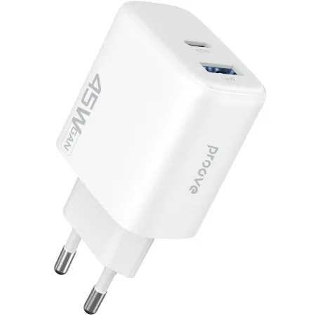 Мережевий зарядний пристрій Proove Silicone Power 2 45W (Type-C+USB) white