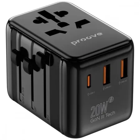 Універсальний адаптер Proove Trip 20W (Black)  в Івано-Франківську