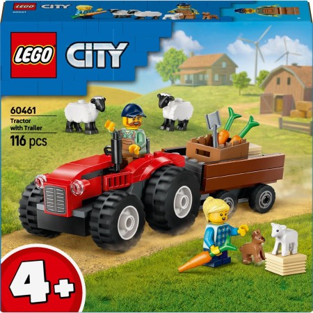 Конструктор LEGO City Червоний фермерський трактор з причепом і вівцями (60461)