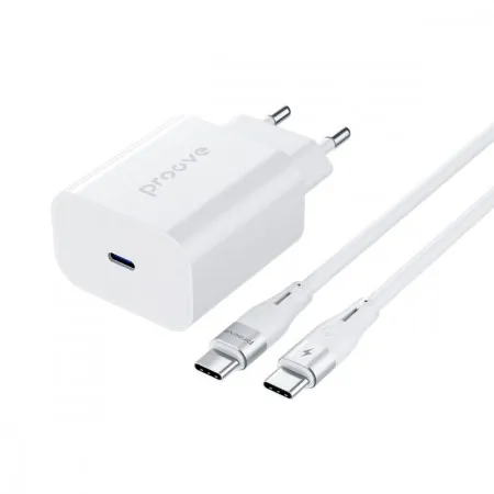 Мережевий зарядний пристрій Proove Rapid 30W (Type-C) + Кабель Type-C to Type-C (White)  в Івано-Франківську