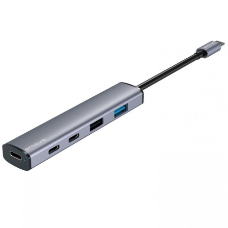 Type-C-Хаб Proove Arc Link 5 in 1 (2*USB + 3*Type-C) Silver