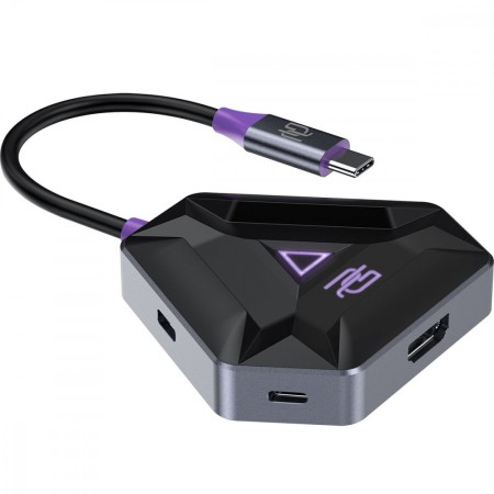 Type-C-Хаб Proove Gaming Spectre 5 in 1 (2*USB3.0 + Type-C + PD100W + HDMI) (Dark Gray)  в Одесі