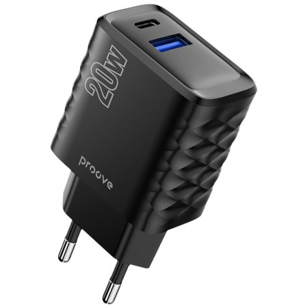 Мережевий зарядний пристрій Proove Speed Surge 20W (USB + Type-C) (Black)  у Миколаєві