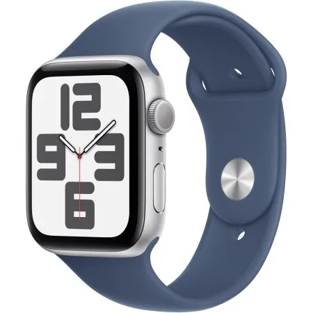 Apple Watch SE 2 2024 44mm Silver Aluminum Case with Denim Sport Band S/M