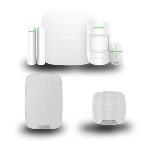 Комплект сигналізації Ajax StarterKit 2 + HomeSiren + KeyPad Plus (White)  у Миколаєві