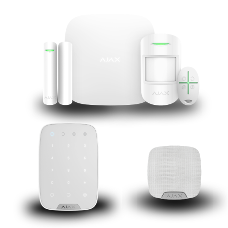 Комплект сигналізації Ajax StarterKit 2 + HomeSiren + KeyPad (White)