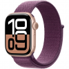 Apple Watch Series 10 42mm Rose Gold Aluminum Case with Plum Sport Loop (MWWK3)