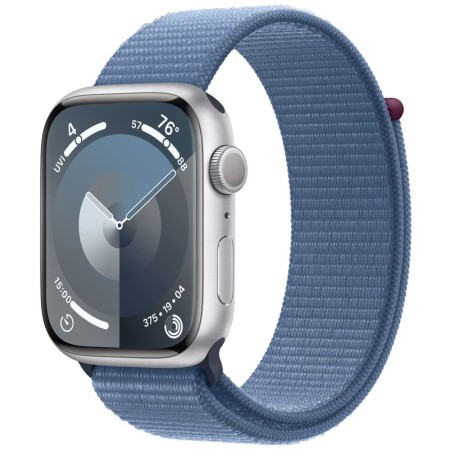 Apple Watch Series 9 45mm Silver Aluminum Case with Winter Blue Sport Loop