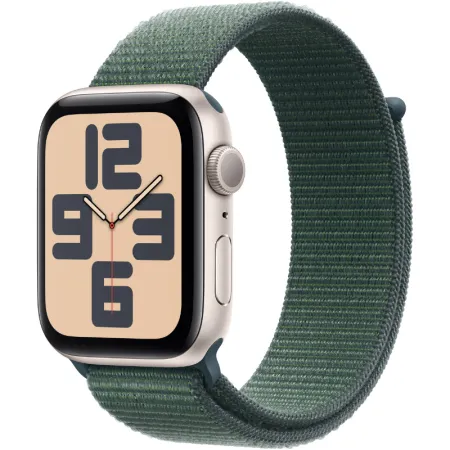 Apple Watch SE 2 2024 44mm Starlight Aluminum Case with Lake Green Sport Loop