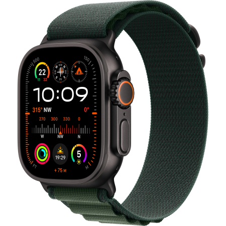 Apple Watch Ultra 2 49mm Black Titanium Case with Dark Green Alpine Loop - Medium (MX4R3UL/A)  у Тернополі