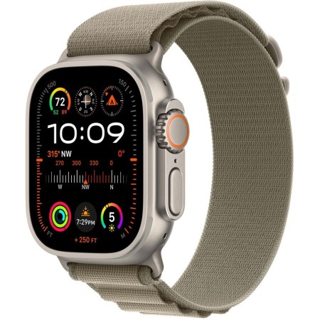Apple Watch Ultra 2 49mm Natural Titanium Case with Olive Alpine Loop - Large (MRF03UL/A)  у Чернігові