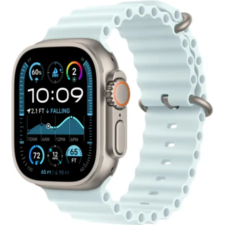 Apple Watch Ultra 2 49mm Natural Titanium Case with Ice Blue Ocean Band (MXTF3UL/A)