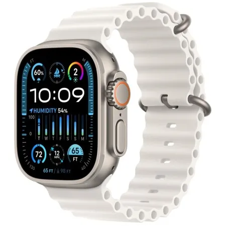 Apple Watch Ultra 2 49mm Natural Titanium Case with White Ocean Band (MREJ3UL/A)