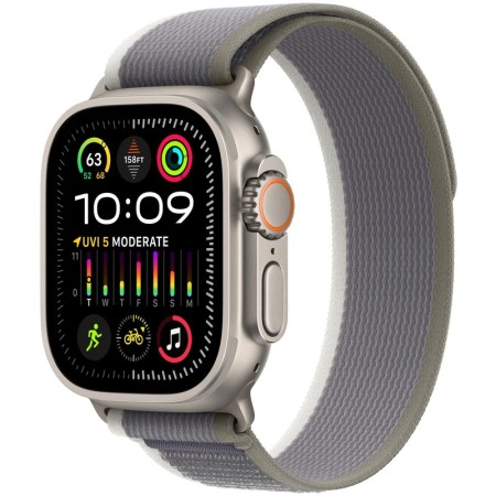 Apple Watch Ultra 2 49mm Natural Titanium Case with Green/Grey Trail Loop - S/M (MRF33UL/A)  у Тернополі