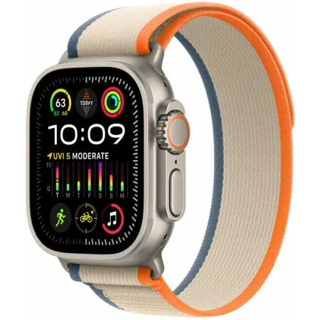 Apple Watch Ultra 2 49mm Natural Titanium Case with Orange/Beige Trail Loop - S/M (MRF13UL/A)