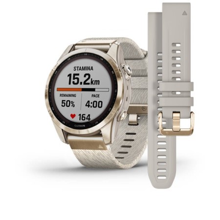 Смартгодинник Garmin Fenix 7S Sapphire Solar Cream Gold Titanium with Cream Tethered Nylon Band (010-02539-39)
