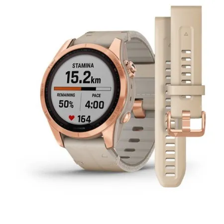 Смартгодинник Garmin Fenix 7S Sapphire Solar Rose Gold Titanium with Limestone Leather Band (010-02539-35)  у Львові