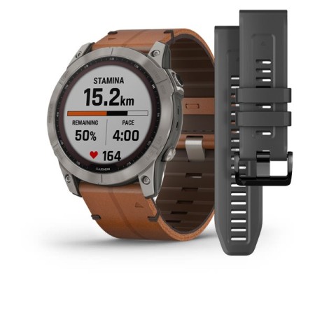 Смартгодинник Garmin Fenix 7X Sapphire Solar Titanium with Chestnut Leather Band (010-02541-19)