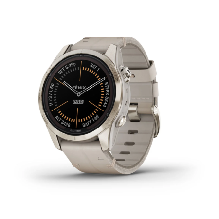Смартгодинник Garmin Fenix 7S Pro Sapphire Solar Soft Gold with Limestone Leather Band (010-02776-30)
