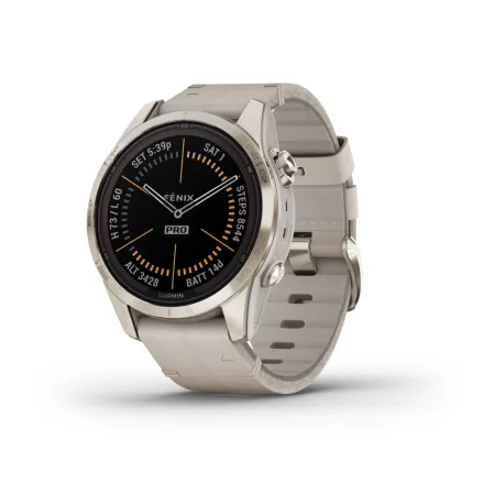 Смартгодинник Garmin Fenix 7S Pro Sapphire Solar Soft Gold with Limestone Leather Band (010-02776-30)