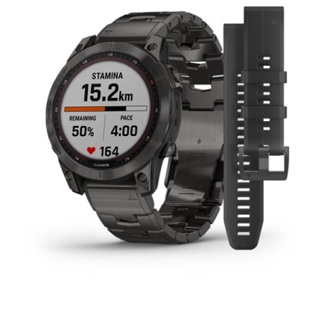 Смартгодинник Garmin Fenix 7 Sapphire Solar Carbon Grey DLC Titanium with Titanium Band (010-02540-39)