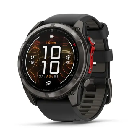 Смартгодинник Garmin Fenix 8 – 51 mm, MicroLED Sapphire, Carbon Gray DLC Titanium with Black/Pebble Gray Silicone Band (010-03380-05)
