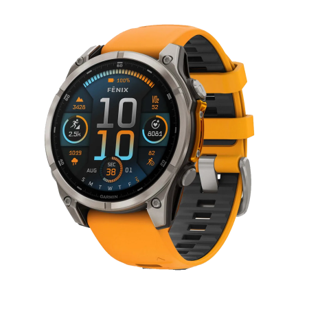 Смартгодинник Garmin Fenix 8 - 47 mm, AMOLED Sapphire, Titanium with Spark Orange/Graphite Silicone Band (010-02904-11)