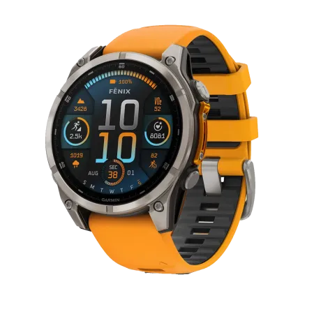 Смартгодинник Garmin Fenix 8 - 47 mm, AMOLED Sapphire, Titanium with Spark Orange/Graphite Silicone Band (010-02904-11)