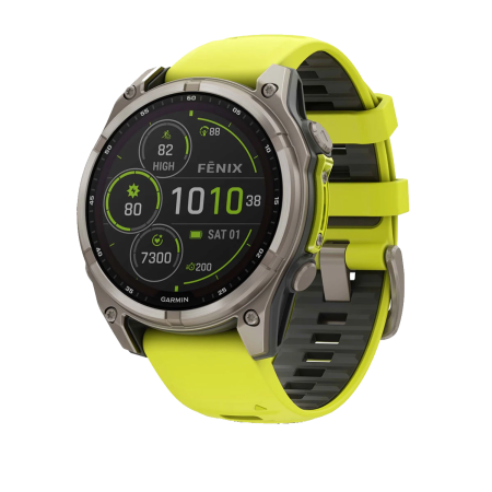 Смартгодинник Garmin Fenix 8 - 47 mm, Solar Sapphire, Titanium with Amp Yellow/Graphite Silicone Band (010-02906-21)  у Чернівцях