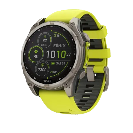 Смартгодинник Garmin Fenix 8 - 47 mm, Solar Sapphire, Titanium with Amp Yellow/Graphite Silicone Band (010-02906-21)
