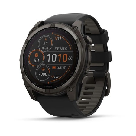 Смартгодинник Garmin Fenix 8 - 51 mm, Solar Sapphire, Carbon Gray DLC Titanium with Black/Pebble Gray Silicone Band (010-02907-11)