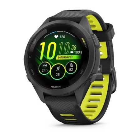 Смартгодинник Garmin Forerunner 265s Black with Black/Amp Yellow Silicone Band (010-02810-13)