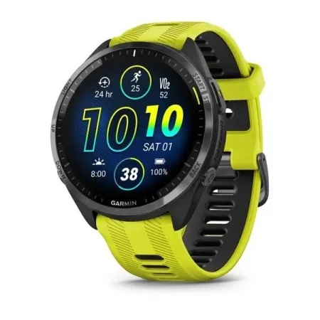 Смартгодинник Garmin Forerunner 965 Carbon Gray DLC Titanium Bezel with Black Case and Amp Yellow/Black Silicone Band (010-02809-12)