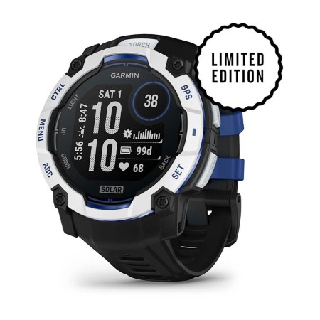Смартгодинник Garmin Instinct 3 – 50 mm Solar Whitestone with Black/Bolt Blue Band (010-02935-03)