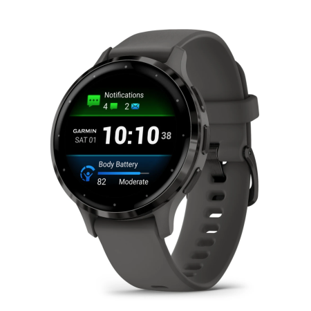 Смартгодинник Garmin Venu 3S Slate Stainless Steel Bezel with Pebble Gray Case and Silicone Band (010-02785-00)