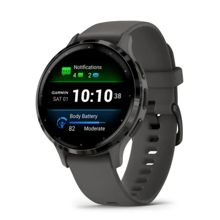 Смартгодинник Garmin Venu 3S Slate Stainless Steel Bezel with Pebble Gray Case and Silicone Band (010-02785-00)