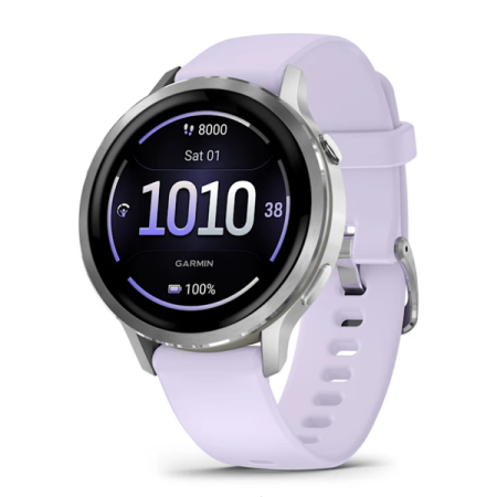 Смартгодинник Garmin Venu 4 – 41 mm Silver with Periwinkle Silicone Band (010-03013-01)