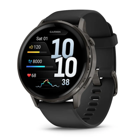 Смартгодинник Garmin Venu 4 – 45 mm Slate with Black Silicone Band (010-03014-00)