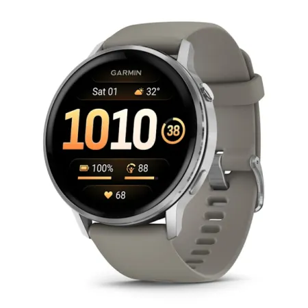 Смартгодинник Garmin Venu 4 – 45 mm Silver with Silver Gray Silicone Band (010-03014-01)