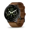 Смартгодинник Garmin Venu 4 – 45 mm Slate with Black Silicone Band and Brown Leather Band (010-03014-03)
