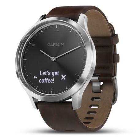 Смартгодинник Garmin Vivomove HR Premium Silver Tone with Dark Brown Leather Band Large (010-01850-24)
