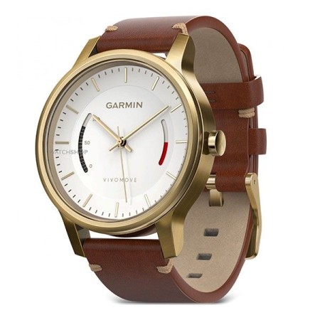 Смартгодинник Garmin Vivomove Premium Gold-Tone Steel with Leather Band (010-01597-21)