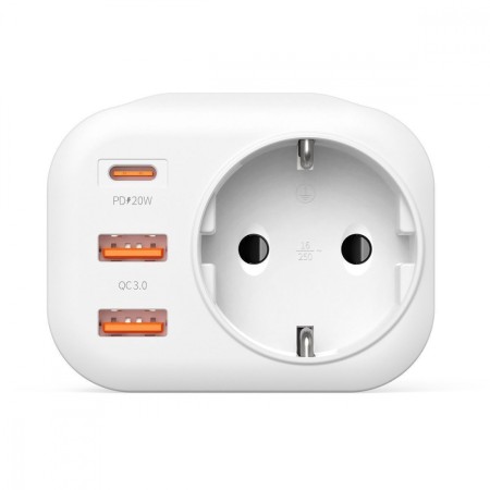 Багатофункціональна Розетка Proove Multifunctional Socket PD-01 EU 1AC (Type-C 20W + 2 USB) (White)