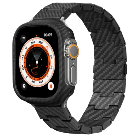 Ремінець Pitaka Carbon Fiber Watch Band Retro Black/Grey for Apple Watch 42/44/45/49mm (AWB2311)  у Тернополі