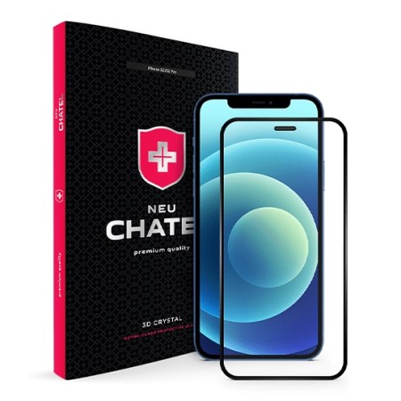 Захисне скло +NEU Chatel Full 2.5D Silk Narrow Border Crystal with Mesh для iPhone 12 Mini (Чорний)