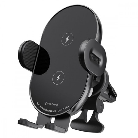 Автомобільний тримач із бездротовою зарядкою Proove Rounded Energy Pro 15W (Black)