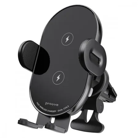 Автомобільний тримач із бездротовою зарядкою Proove Rounded Energy Pro 15W (Black)
