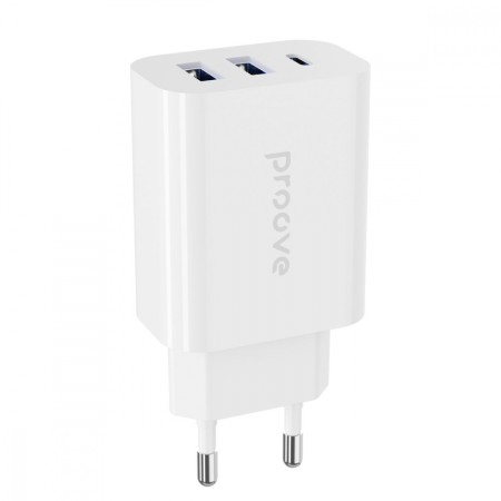 Мережевий зарядний пристрій Proove Rapid 30W (2 USB + Type-C) (Білий)  у Чернівцях